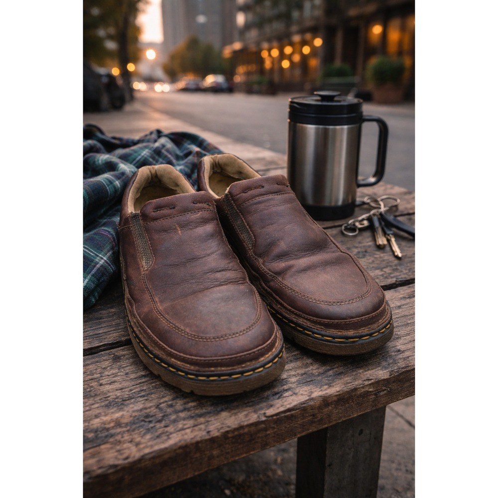 Dr Martens Mens Brown Leather Slip On Loafers Shoes Size 11M AW004 Thailand